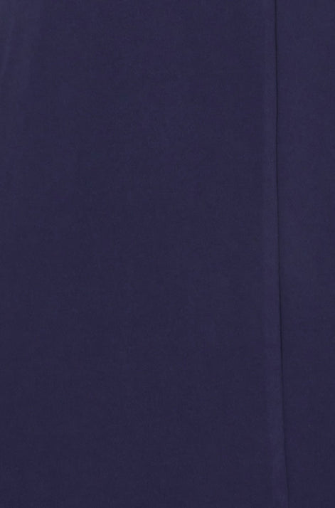Yumi Navy Fitted Midi Dress With Flute Sleeves