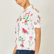 Yumi White Cotton Broderie Anglaise Floral Shirt