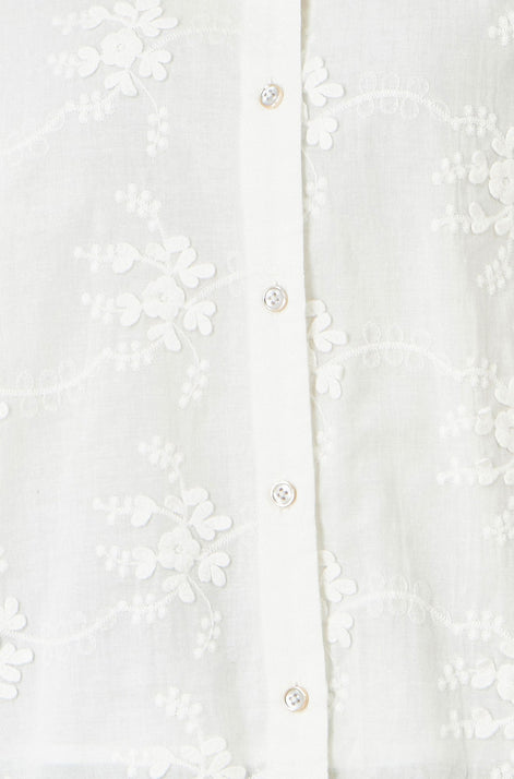 Yumi White Cotton Flower Applique Shirt