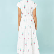 Yumi White Cotton Broderie Anglaise Embroidered Midi Dress