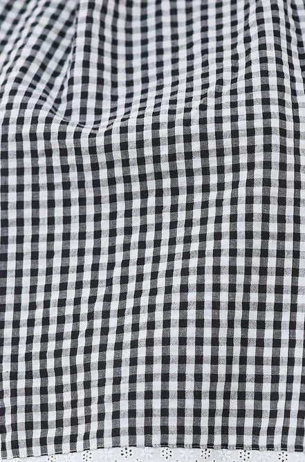 Yumi Black Gingham Cotton Midi Skirt