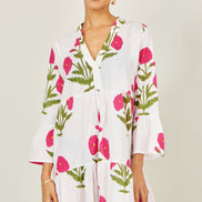 Yumi White Cotton Floral Tunic