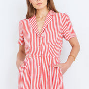 Yumi Red Stripe Retro Playsuit