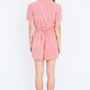 Yumi Red Stripe Retro Playsuit
