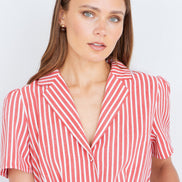 Yumi Red Stripe Retro Playsuit