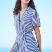 Yumi Blue Stripe Retro Playsuit