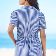 Yumi Blue Stripe Retro Playsuit