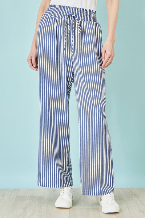 Yumi Blue Stripe Relaxed Trousers