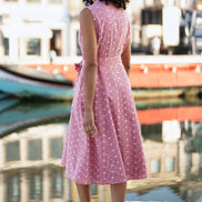 Yumi Red Broderie Anglaise Embroidered Sleeveless Shirt Dress