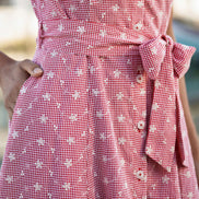Yumi Red Broderie Anglaise Embroidered Sleeveless Shirt Dress