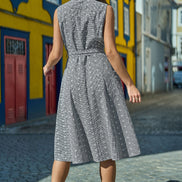 Yumi Black Broderie Anglaise Embroidered Sleeveless Shirt Dress