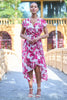 Yumi Ivory Floral Wrap Dress With Dipped Hem