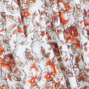 Yumi Orange Floral Ruched Waist Midi Dress