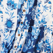 Yumi Blue Floral Viscose Midi Shirt Dress with Matching Belt