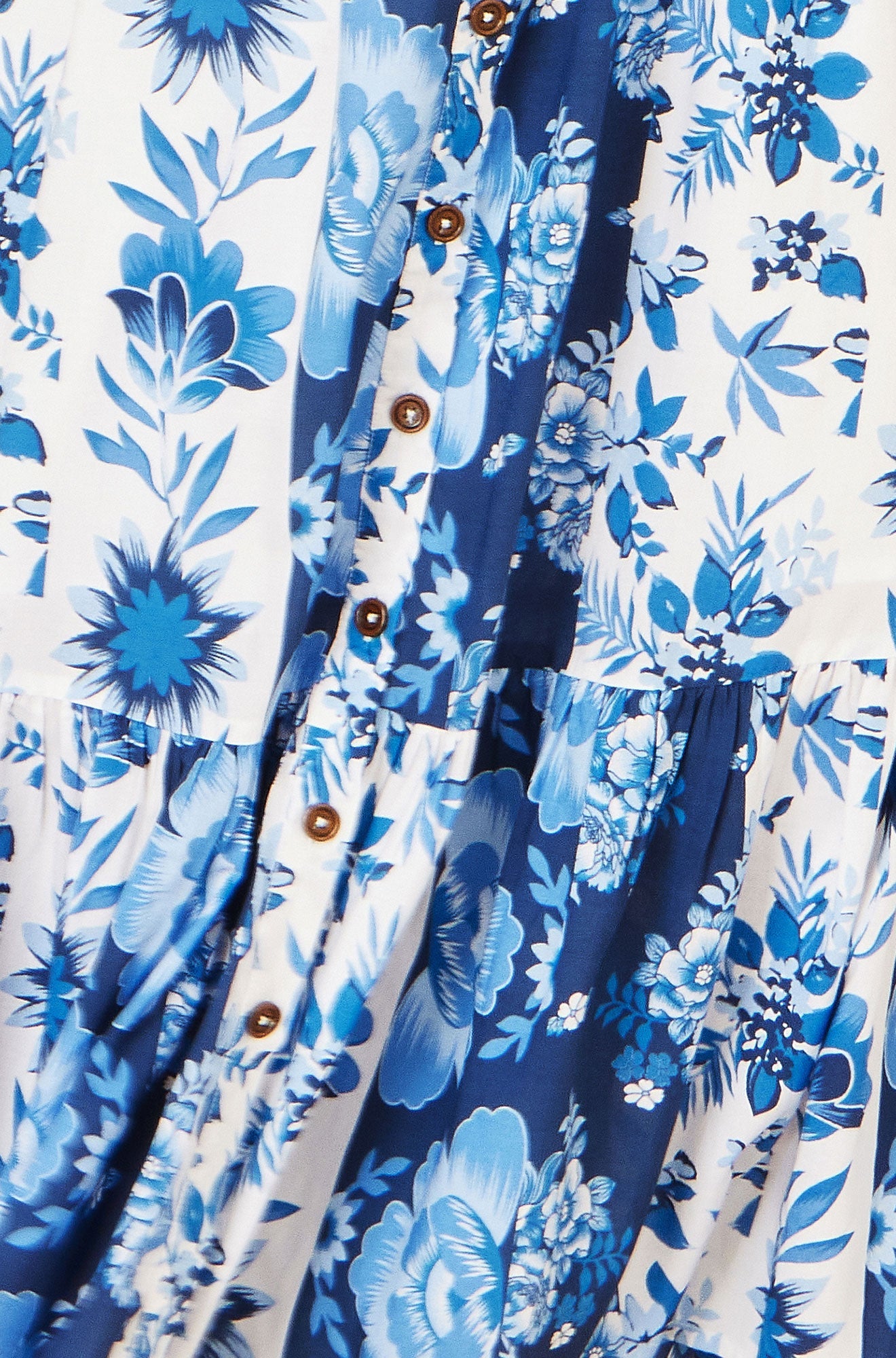 Yumi Blue Floral Viscose Midi Shirt Dress with Matching Belt