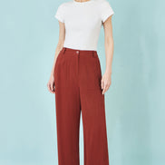 Yumi Brown Linen Mix Trousers