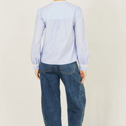 Yumi Blue Stripe Shirt with Lace Detail
