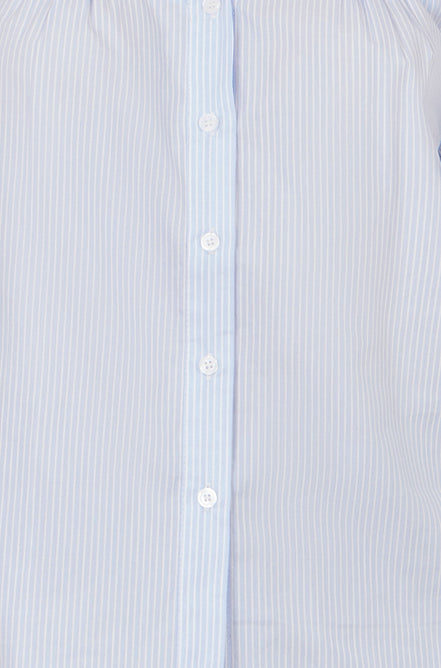 Yumi Blue Stripe Shirt with Lace Detail