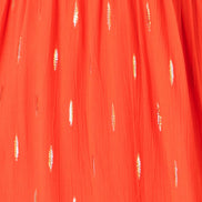 Yumi Orange Foil Print Viscose Cut Out Midi Dress