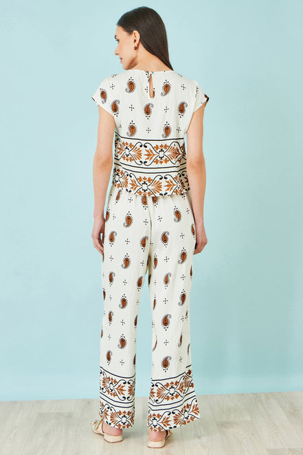 Yumi Ivory Viscose Paisley Top