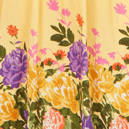 Yumi Butter Yellow Floral Mirror Print Viscose Midi Dress