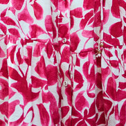 Yumi Pink Floral Print Viscose Relaxed Shirt Dress