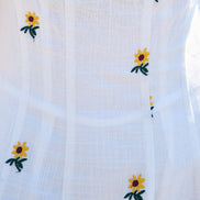 Yumi White Cotton Sunflower Embroidered Midi Dress