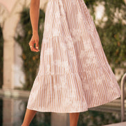 Yumi Brown Stripe With Embroidered Flower Cotton Dress