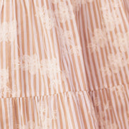 Yumi Brown Stripe With Embroidered Flower Cotton Dress