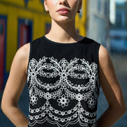 Yumi Black Embroidered Crop Top
