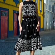 Yumi Black Embroidered Crop Top