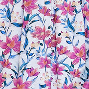 Yumi White Viscose Floral Ruched Waist Midi Dress