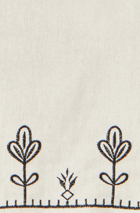 Yumi Ivory Linen Mix Embroirdered Top