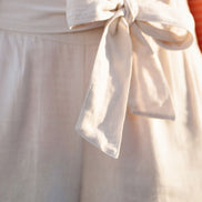 Yumi Natural Linen Mix Cropped Trousers with Tie Belt