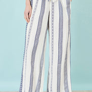 Yumi White Linen Mix Cropped Trousers with Tie Belt