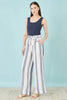 Yumi White Linen Mix Cropped Trousers With Tie Belt
