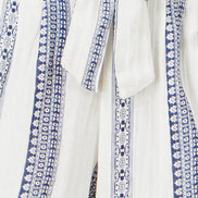 Yumi White Linen Mix Cropped Trousers with Tie Belt