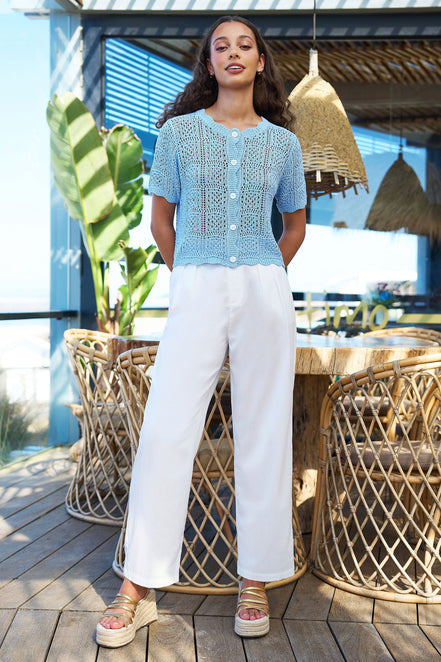 Yumi White Wide Leg Trousers