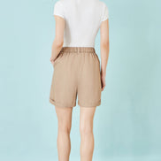 Yumi Brown Pleat Front Shorts