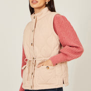 Yumi Beige Quilted Utility Gilet