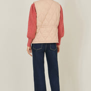 Yumi Beige Quilted Utility Gilet