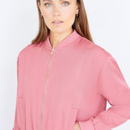 Yumi Pink Relaxed Lightweight Bomber Jacket