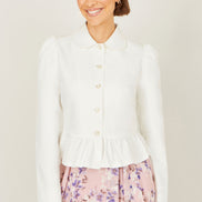 Yumi White Peplum Fitted Jacket