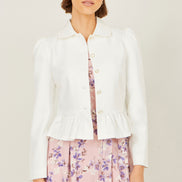Yumi White Peplum Fitted Jacket