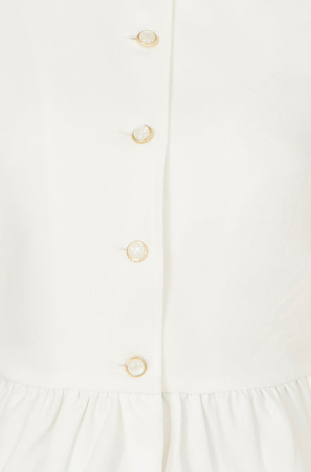Yumi White Peplum Fitted Jacket