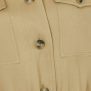Yumi Green Utility Jacket with Drawstring Waist and Stripe Lining