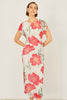 Yumi Ivory Poppy Print Midi Mesh Dress