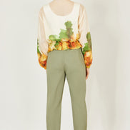 Yumi Beige Printed Lightweight Modal Bomber Jacket