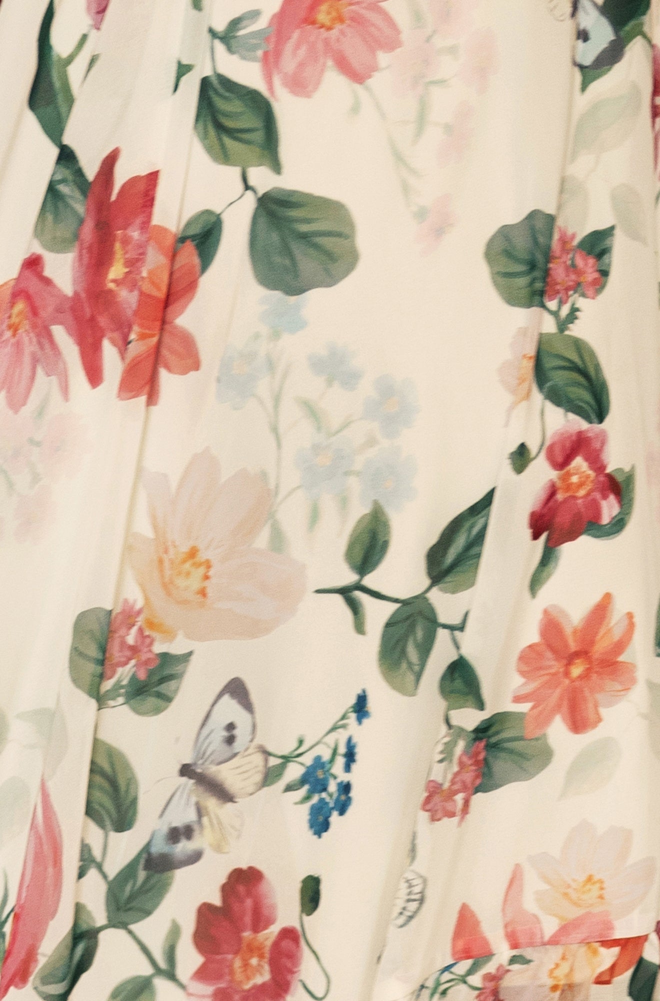 Yumi Ivory Floral Print Wrap Midi Dress with Dipped Hem