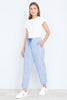 Yumi Blue Cotton Stripe Cropped Trousers